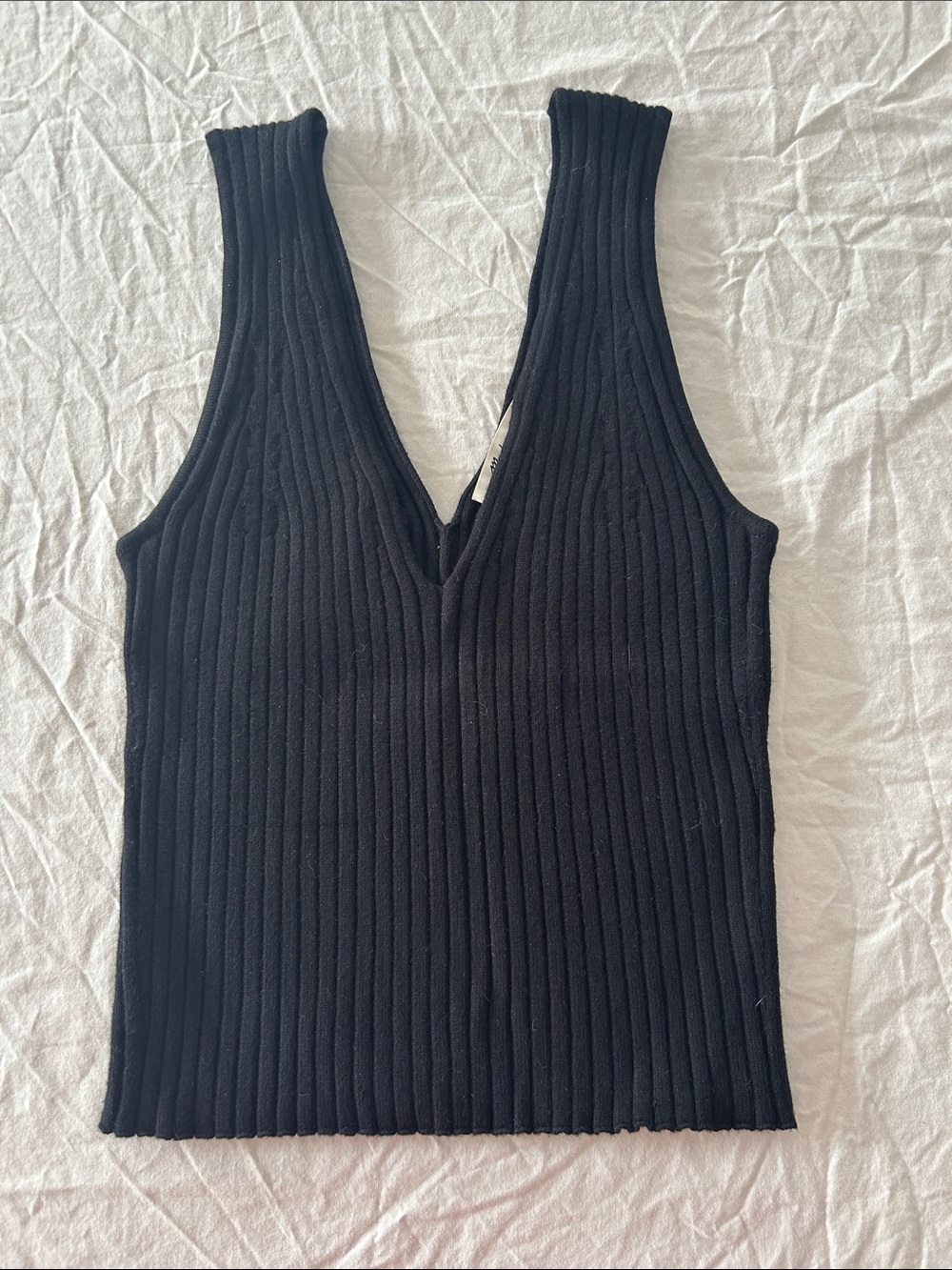 Madewell Black Ribbed V-Neck Tank